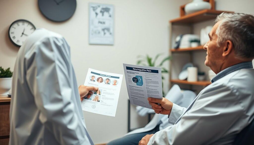 Person with neuropathic pain consulting with healthcare provider about treatment options
