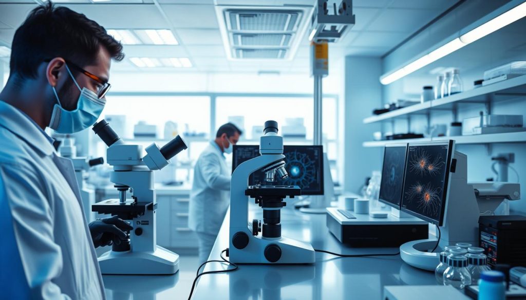 Scientists researching new treatments for neuropathic pain in laboratory